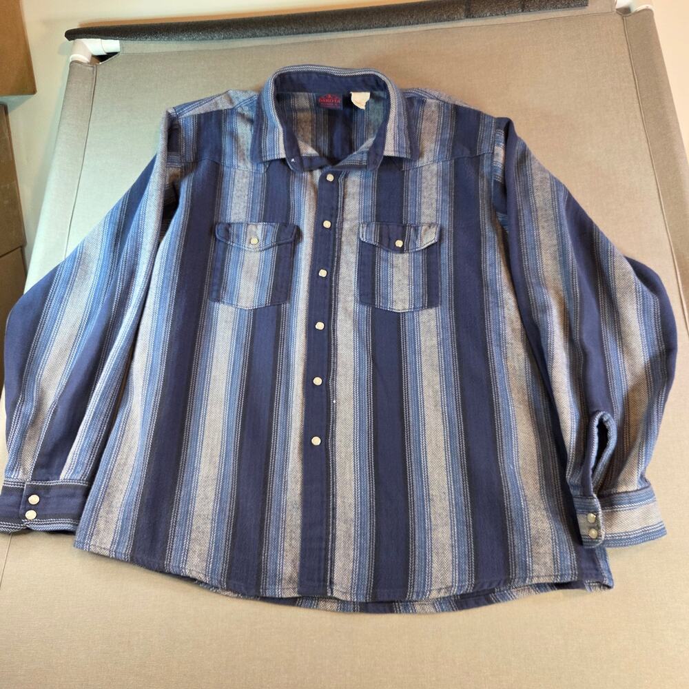 Dakota Tallman Western Pearl Snap Shirt XL Blue Stripe